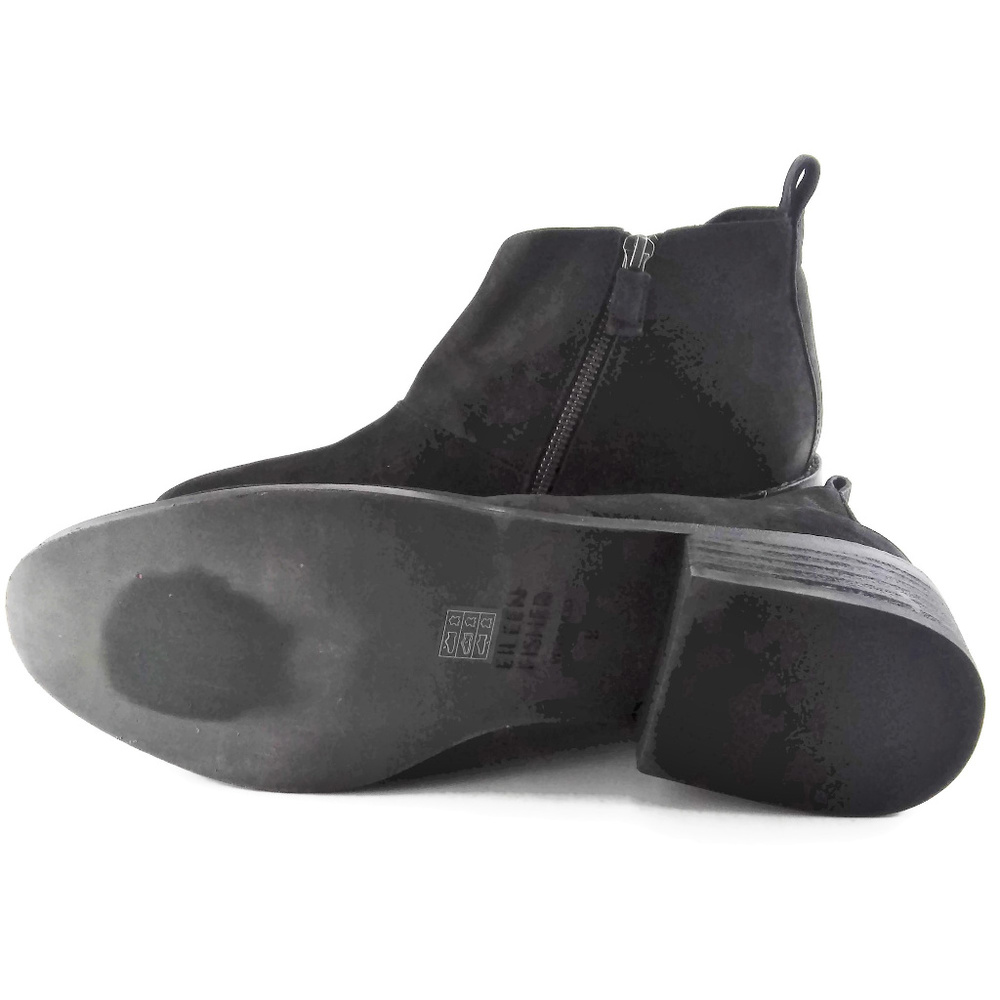 EILEEN FISHER "Leaf" Black Nubuck Booties Size 9.5 - Picture 7 of 8